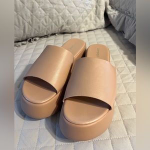 BAMBOO nude platform wedges